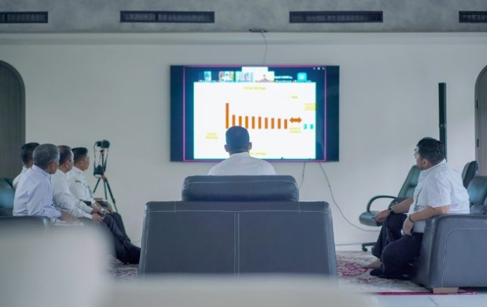 Teks Foto : Gubsu Bobby Afif Nasution, bersama sejumlah pimpinan OPD terkait, mengikuti Rapat Koordinasi (Rakor) Percepatan Rehabilitasi dan Rekonstruksi Pascabencana secara virtual, yang dipimpin Menteri Dalam Negeri Tito Karnavian selaku Ketua Satgas Percepatan Rehabilitasi dan Rekonstruksi Pascabencana Sumatera, dari kediaman pribadinya di Komplek Tasbih Medan, Rabu (21/1/2026). (Foto : Ist)