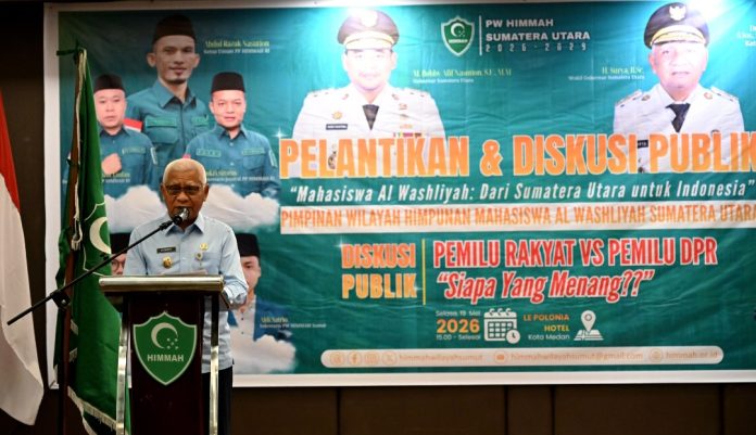 Teks Foto : Wakil Gubernur Sumatera Utara (Sumut) Surya saat menghadiri Pelantikan Pengurus Wilayah (PW) HIMMAH Sumut Periode 2026–2029 di Le Polonia Hotel, Medan, Selasa (19/05/2026).(Foto : Ist) 